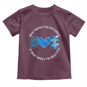 Autism Awareness Toddler T Shirt What Makes You Different Is What Makes You Beautiful TS10 Maroon Print Your Wear