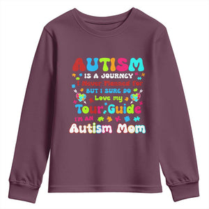 Autism Mom's Journey Youth Sweatshirt TS10 Maroon Print Your Wear