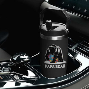 Autism Papa Bear Flip Straw Tumbler Support Autistic Matching Family Dad TS02 Print Your Wear
