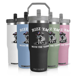 Autism Racoon Cowboy Flip Straw Tumbler Rizz Em With The Tism TS02 Print Your Wear