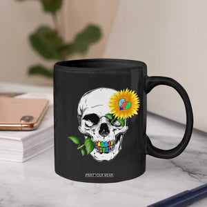 Autism Skull Sunflower Coffee Mug Support Autistic Puzzle Pieces Heart TS02 Print Your Wear