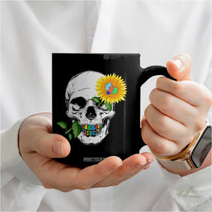 Autism Skull Sunflower Coffee Mug Support Autistic Puzzle Pieces Heart TS02 Print Your Wear