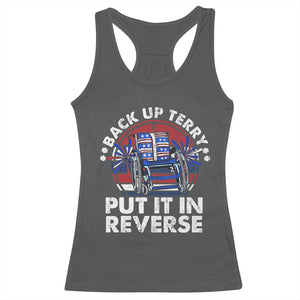 Back It Up Terry Put It In Reverse Racerback Tank Top Funny 4th Of July TS10 Dark Heather Print Your Wear