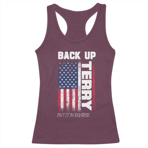 Back It Up Terry Put It In Reverse Racerback Tank Top Funny 4th of July Patriotic American Flag TS10 Maroon Print Your Wear