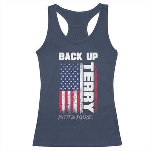 Back It Up Terry Put It In Reverse Racerback Tank Top Funny 4th of July Patriotic American Flag TS10 Navy Print Your Wear