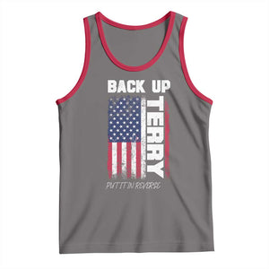 Back It Up Terry Put It In Reverse Tank Top Funny 4th of July Patriotic American Flag TS10 Deep Heather Red Print Your Wear