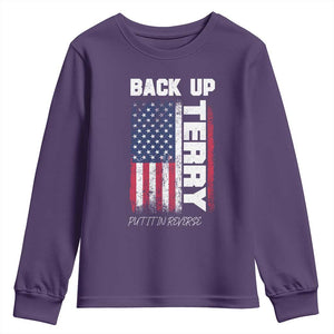 Back It Up Terry Put It In Reverse Youth Sweatshirt Funny 4th of July Patriotic American Flag TS10 Purple Print Your Wear