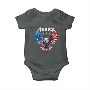 Bald Eagle Merica Baby Onesie USA American Flag Patriotic 4th of July TS10 Dark Heather Print Your Wear