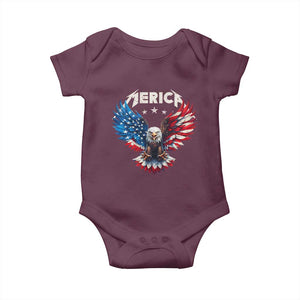 Bald Eagle Merica Baby Onesie USA American Flag Patriotic 4th of July TS10 Maroon Print Your Wear