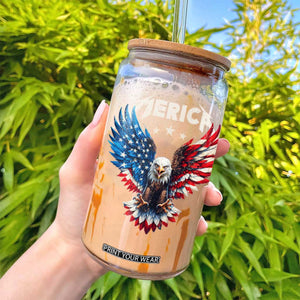 Bald Eagle Merica Glass Can USA American Flag Patriotic 4th of July TS10 Print Your Wear