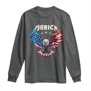 Bald Eagle Merica Long Sleeve Shirt USA American Flag Patriotic 4th of July TS10 Dark Heather Print Your Wear