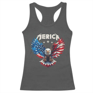 Bald Eagle Merica Racerback Tank Top USA American Flag Patriotic 4th of July TS10 Dark Heather Print Your Wear