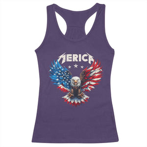 Bald Eagle Merica Racerback Tank Top USA American Flag Patriotic 4th of July TS10 Purple Print Your Wear