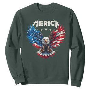 Bald Eagle Merica Sweatshirt USA American Flag Patriotic 4th of July TS10 Dark Forest Green Print Your Wear