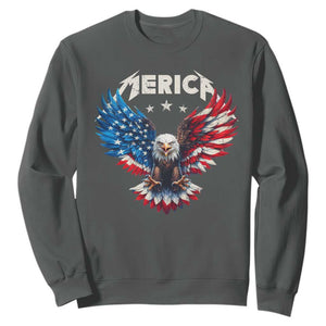 Bald Eagle Merica Sweatshirt USA American Flag Patriotic 4th of July TS10 Dark Heather Print Your Wear