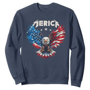Bald Eagle Merica Sweatshirt USA American Flag Patriotic 4th of July TS10 Navy Print Your Wear