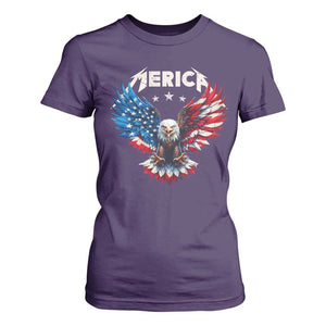 Bald Eagle Merica T Shirt For Women USA American Flag Patriotic 4th of July TS10 Purple Print Your Wear