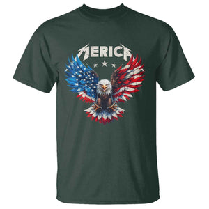 Bald Eagle Merica T Shirt USA American Flag Patriotic 4th of July TS10 Dark Forest Green Print Your Wear
