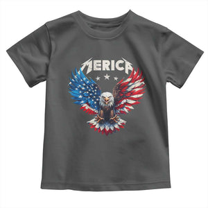 Bald Eagle Merica Toddler T Shirt USA American Flag Patriotic 4th of July TS10 Dark Heather Print Your Wear