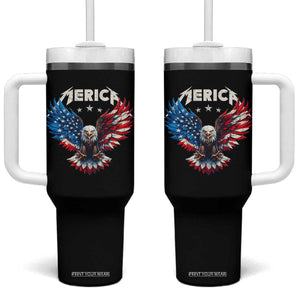Bald Eagle Merica Tumbler With Handle USA American Flag Patriotic 4th of July TS10 One Size: 40 oz Black Print Your Wear
