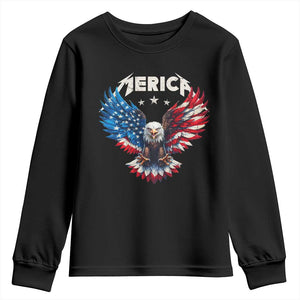 Bald Eagle Merica Youth Sweatshirt USA American Flag Patriotic 4th of July TS10 Black Print Your Wear