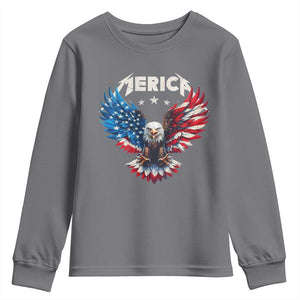 Bald Eagle Merica Youth Sweatshirt USA American Flag Patriotic 4th of July TS10 Charcoal Print Your Wear