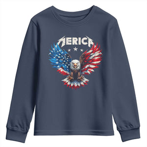 Bald Eagle Merica Youth Sweatshirt USA American Flag Patriotic 4th of July TS10 Navy Print Your Wear
