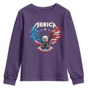 Bald Eagle Merica Youth Sweatshirt USA American Flag Patriotic 4th of July TS10 Purple Print Your Wear