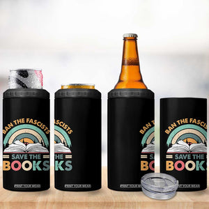 Ban The Fascists Save The Books 4 in 1 Can Cooler Tumbler Funny Book Lovers Librarian Book Nerd TS10 Print Your Wear