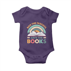 Ban The Fascists Save The Books Baby Onesie Funny Book Lovers Librarian Book Nerd TS10 Purple Print Your Wear