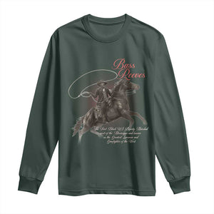 Bass Reeves Long Sleeve Shirt African American Cowboy Marshal Black History Month TS11 Dark Forest Green Print Your Wear