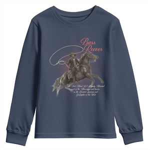 Bass Reeves Youth Sweatshirt African American Cowboy Marshal Black History Month TS11 Navy Print Your Wear