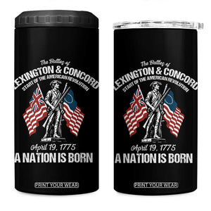 Battle of Lexington and Concord 4 in 1 Can Cooler Tumbler American Revolution April 19 1775 Patriotic TS02 One Size: 16 oz Black Print Your Wear