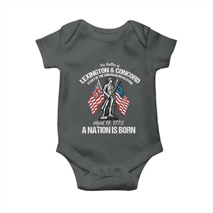 Battle of Lexington and Concord Baby Onesie American Revolution April 19 1775 Patriotic TS02 Dark Heather Print Your Wear