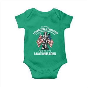 Battle of Lexington and Concord Baby Onesie American Revolution April 19 1775 Patriotic TS02 Irish Green Print Your Wear