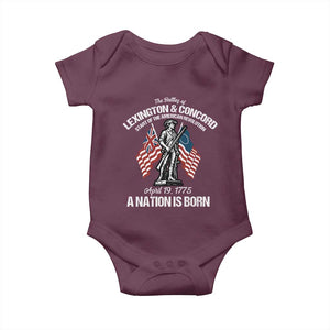 Battle of Lexington and Concord Baby Onesie American Revolution April 19 1775 Patriotic TS02 Maroon Print Your Wear