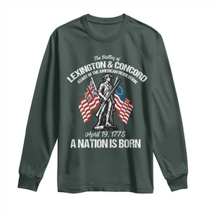 Battle of Lexington and Concord Long Sleeve Shirt American Revolution April 19 1775 Patriotic TS02 Dark Forest Green Print Your Wear