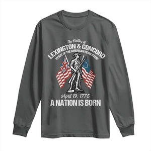 Battle of Lexington and Concord Long Sleeve Shirt American Revolution April 19 1775 Patriotic TS02 Dark Heather Print Your Wear