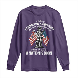 Battle of Lexington and Concord Long Sleeve Shirt American Revolution April 19 1775 Patriotic TS02 Purple Print Your Wear