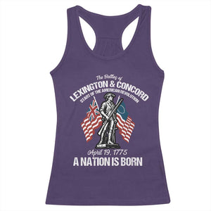 Battle of Lexington and Concord Racerback Tank Top American Revolution April 19 1775 Patriotic TS02 Purple Print Your Wear