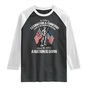 Battle of Lexington and Concord Raglan Shirt American Revolution April 19 1775 Patriotic TS02 Black White Print Your Wear