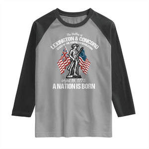 Battle of Lexington and Concord Raglan Shirt American Revolution April 19 1775 Patriotic TS02 Sport Gray Black Print Your Wear