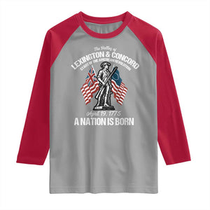 Battle of Lexington and Concord Raglan Shirt American Revolution April 19 1775 Patriotic TS02 Sport Gray Red Print Your Wear