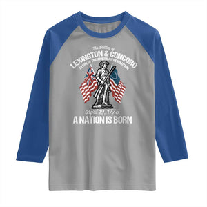 Battle of Lexington and Concord Raglan Shirt American Revolution April 19 1775 Patriotic TS02 Sport Gray Royal Print Your Wear