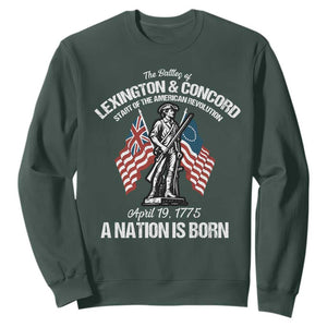 Battle of Lexington and Concord Sweatshirt American Revolution April 19 1775 Patriotic TS02 Dark Forest Green Print Your Wear