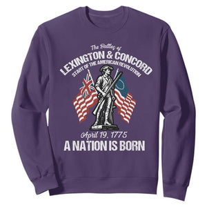 Battle of Lexington and Concord Sweatshirt American Revolution April 19 1775 Patriotic TS02 Purple Print Your Wear