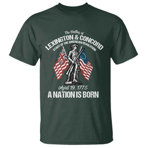Battle of Lexington and Concord T Shirt American Revolution April 19 1775 Patriotic TS02 Dark Forest Green Print Your Wear