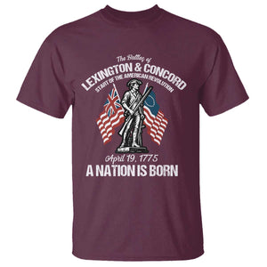 Battle of Lexington and Concord T Shirt American Revolution April 19 1775 Patriotic TS02 Maroon Print Your Wear