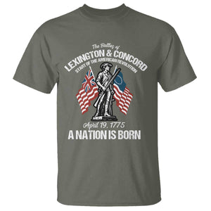 Battle of Lexington and Concord T Shirt American Revolution April 19 1775 Patriotic TS02 Military Green Print Your Wear