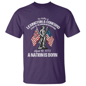 Battle of Lexington and Concord T Shirt American Revolution April 19 1775 Patriotic TS02 Purple Print Your Wear